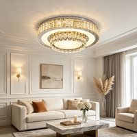 Vente en gros en ligne de luminaires de plafond modernes et luxueux en cristal pour salon, style nordique, chrome, LED, cristal K9, lampe de plafond LED pour chambre à coucher