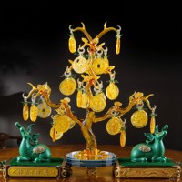 Arbre à Argent Feng Shui en Cristal Pas Cher avec Pièces de Cuivre, Arbre à Lingots Porte-Bonheur pour la Décoration Intérieure