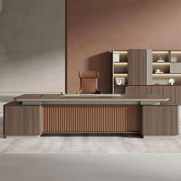 Bureau de direction moderne de luxe avec armoire de rangement et serrure à code pour mobilier de bureau de PDG ou de directeur 2,4m 2,6m 2,8m 3,2m