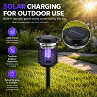 Piège à moustiques solaire 1200V, étanche, anti-insectes UV, pour jardin et cour, avec piquet