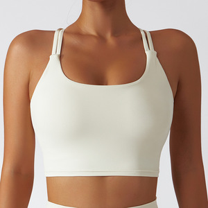 Sujetador deportivo para mujer, camisola de tela reciclada ecológica sólida de talla grande acolchada de alto <span class=keywords><strong>impacto</strong></span> para gimnasio - Product Image 4