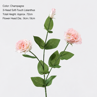 Bunga Lisianthus Artifisial Premium Real Touch, 3 Tangkai Bunga Eustoma Palsu, Dekorasi Bunga Mirip Asli untuk Pernikahan & Fotografi