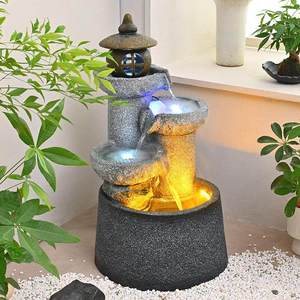 Fuente de Agua Artificial de Resina con Rocas, Decoración de Jardín para Balcón o Patio, Fuente de Agua Circulante Hecha a Mano - Product Image 1