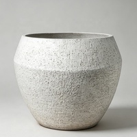 Ventes en gros de pots à fleurs en ciment pour l'extérieur/l'intérieur, légers, durables, ronds, sculptés à la main, pour villa, jardin, patio, hôtel