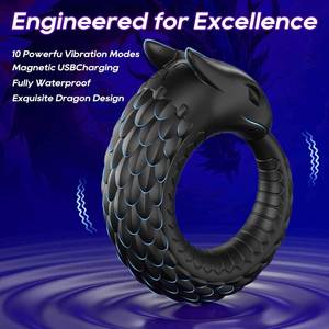 Dragon Scale Locking Semen Ring Full Coverage Silicone Rechargeable 10-Speed <b>Vibrating</b> 100% Waterproof Couples Shared - Product Image 2