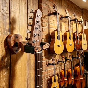Heart-Shaped Guitar Pick Design Wooden Auto-Lock Guitar Wall <strong>Hanger</strong> for Acoustic Electric Guitar Bass Ukulele - Product Image 4