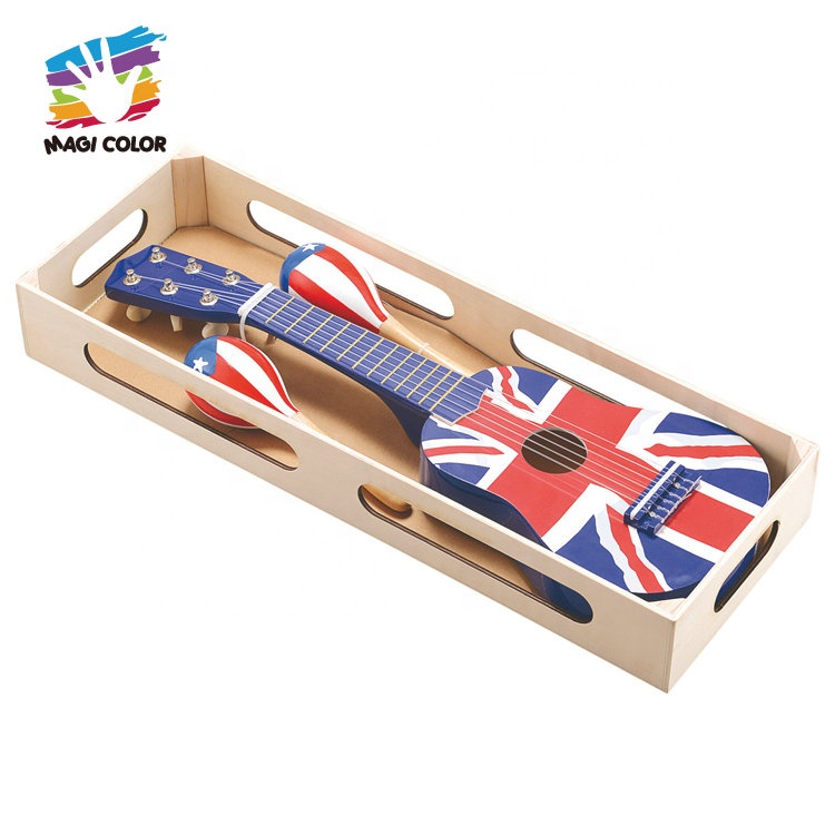 Образовательный музыкальный инструмент на заказ, деревянная игрушка для гитары с Maracas W07H063