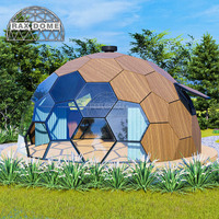 RAXDOME Tente dôme hexagonale en verre géodésique de 6m 7m avec panneaux isolants pour hôtel toutes saisons