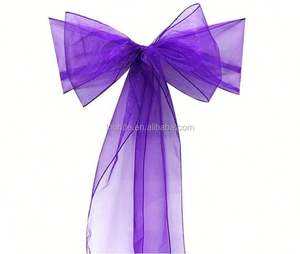 Ruban de chaise en organza de couleur assortie, pas cher, pour les fournitures de mariage et d'événements, décoration de fête - Product Image 2