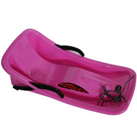 Vente en gros usine – Traîneau de ski en plastique rose vif avec siège ergonomique incurvé et cordon de traction – Traîneau durable pour la neige, les pentes et les sports d'hiver en extérieur