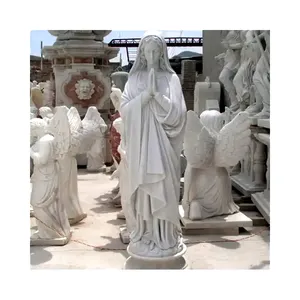 교회 훈장 돌 성모 마리아 정원 동상 종교적인 동상 실물 크기 백색 대리석 판매를 위한 성모 마리아 옥외 동상