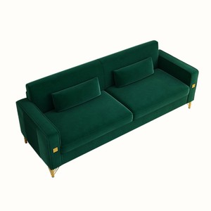 Modern Tufted Plush Velvet <b>Sofa</b> Set with Metal Accents Three Person Deep Seating for Apartment <b>Hotel</b> Villa Living Rooms - Product Image 3