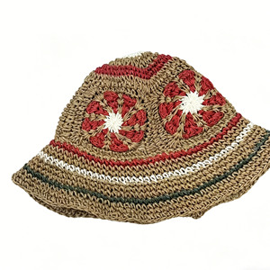 Sombrero <span class=keywords><strong>de</strong></span> Pescador Tejido a Mano con Bloques <span class=keywords><strong>de</strong></span> Color, Sombrero <span class=keywords><strong>de</strong></span> Paja Calado con Protección UV <span class=keywords><strong>para</strong></span> Viajes y Vacaciones al Aire Libre - Product Image 3