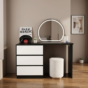 Modern Makeup <b>Vanity</b> <b>Table</b> With Lighted <b>Mirror</b> Storage Desk For Bedroom Furniture - Product Image 4