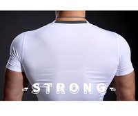 T-shirt de sport personnalisé pour homme, coupe ajustée, manches courtes, compression, pour la course et la gym, motif uni
