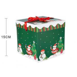 A <b>Christmas</b> gift <b>box</b> with a lid and ribbon, featuring a medium-sized square <b>box</b> that can be customized according to your needs - Product Image 2