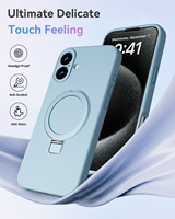Sensation de peau douce Silicone liquide porte-anneau magnétique caméra Pack complet étui de téléphone portable pour iPhone 16 Plus 15 14 13 Pro Max