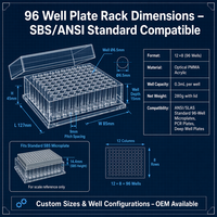 Soporte de Almacenamiento para Microplacas de 96 Pocillos, Fabricado a Medida con CNC en Acrílico PMMA Transparente/Nylon, para PCR, ELISA, Cultivo Celular, Uso en Laboratorio