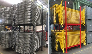 Marco <span class=keywords><strong>de</strong></span> apilamiento comercial fabricado personalizado móvil portátil tubo frío acero Stillages Pallet Rack piezas <span class=keywords><strong>de</strong></span> andamio - Product Image 3