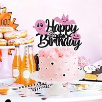 Décoration de gâteau d'Halloween, Joyeux Anniversaire, thème Fantôme, Chauve-souris, Citrouille, Sorcières effrayantes pour Anniversaire et Halloween
