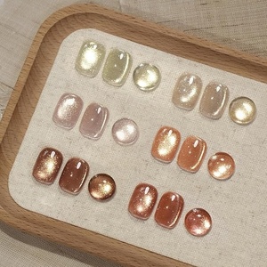 Kit de vernis à ongles gel effet œil de chat avec aimant, argenté, marron, rose, corail holographique, pour manucure en salon et nail art DIY - Product Image 1