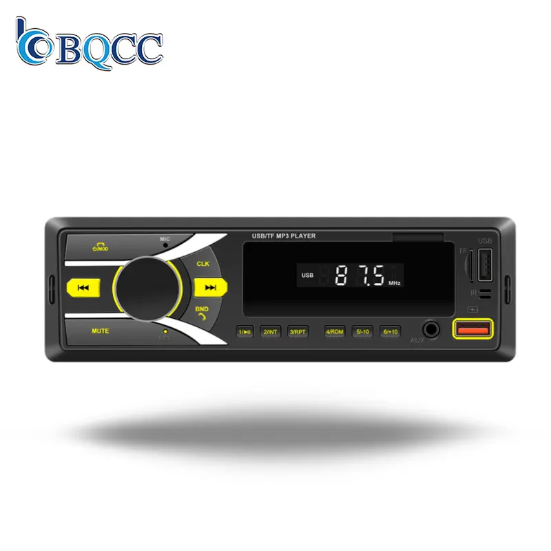 BQCC 1 din 12V Car Radio AUX-in BT FM Receiver AI Voice Autoradio APP Locate Variable Lights Car MP3 Music Playback D3107