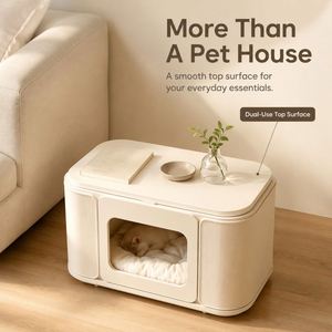 Mesa Auxiliar Moderna Estilo Crema para Gatos, Nido Multifuncional para Mascotas, Mesa Auxiliar para Compartir con Humanos y Mascotas, Mueble para Gatos Pequeños - Product Image 2