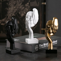 DREA Statue Abstraite en Résine, Décoration Intérieure et de Table pour Salon Bureau, Sculpture Artistique Nordique Abstrait Masque Visage