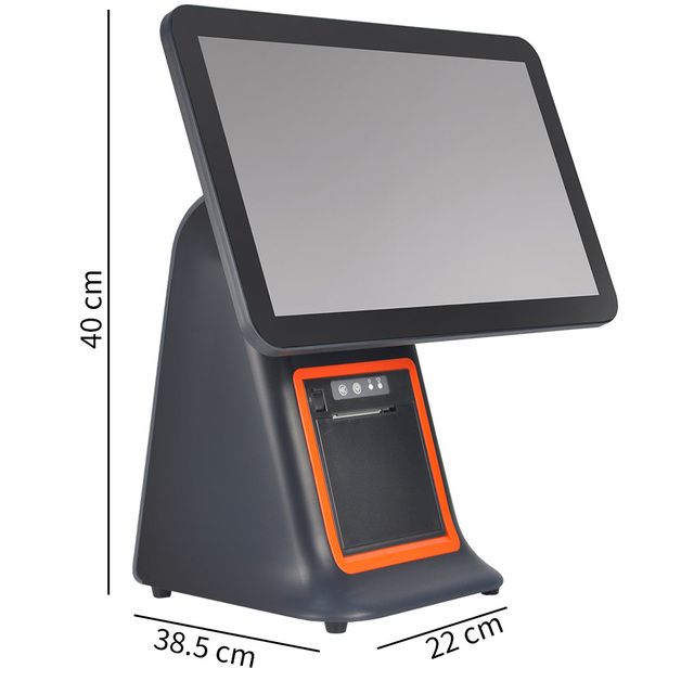 JSJ95 Single Touch Screen All-in-One POS PC Machine 58mm Built-in Thermal Receipt Printer Dual OS (Android/Windows) 1-Year
