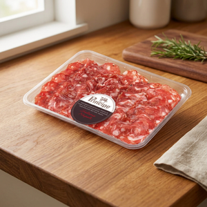 Produit italien, salami de Naples tranché, 100g, emballage sous vide, viande de porc fumée premium faible en sel, charcuterie réfrigérée sans gluten - Product Image 4