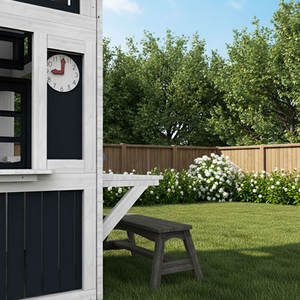 Maison de jeu en bois de cèdre gris moderne pour enfants de 4 à 8 ans, ensemble de jeu intérieur et extérieur, jouet éducatif - Product Image 4