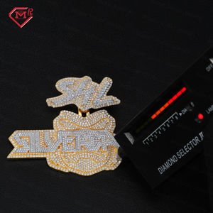 कस्टम मोइससानाइट पेलेंट हार डीवीव डायमंड 925 सिल्वर लेटर मोइससानाइट पेलेंट - Product Image 2