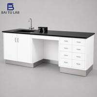 Table de travail de laboratoire chimique en acier sur mesure pour salle blanche avec armoires murales pour laboratoire chimique