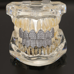 Fine Grillz plaqué or diamanté, accessoires de fête hip-hop unisexe - Product Image 1