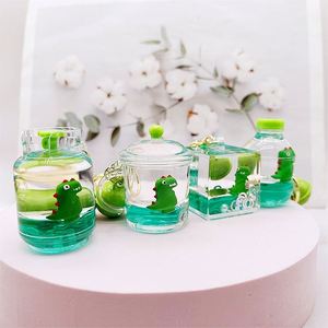 Llavero Creativo de Dinosaurio Verde con Arena Movediza, Colgante para Bolsa, Llavero con Aceite, Adorno Decorativo para Coche, Regalo de Navidad para Niños - Product Image 2
