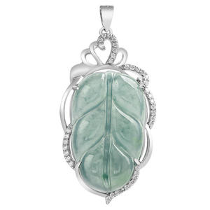 Pendentif en jadéite naturelle en forme de feuilles, incrustation en argent S925, accessoires de mode pour femmes, bijoux, certificat d'évaluation D227 - Product Image 5