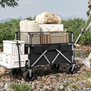 折り畳み式ステンレス鋼ユーティリティワゴンカート大型折りたたみ式折り畳み式ビーチワゴンショッピング用収納ツールカスタマイズ可能OEM - Product Image 5