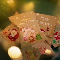 Enveloppe-cadeau en papier kraft brun pour petits bonbons et biscuits, avec étiquettes autocollantes rondes, livraison rapide, Noël 2026