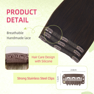 K.SWIGS Venta al por mayor Clip de encaje Cabello humano 100% Cabello Remy Virgen Onda natural Máquina recta Trama doble Clip invisible sin costuras - Product Image 4