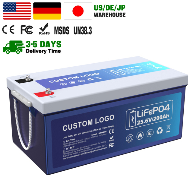 EU USA Stock Bluetooth Solar Battery Pack 12V 24V 100Ah 300Ah Lithium Energy Storage Battery 24v 200ah Lifepo4 Battery