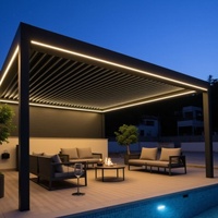 Pergola à lames orientables en aluminium à ouverture manuelle, avec design imperméable et ventilé, taille 3*4m, pour utilisation en extérieur dans le jardin