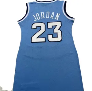 Hot Michael 23 Light Blue Best Quality Stitched College Basketball Women Jersey Dresses