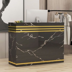 Modern Design <b>Small</b> Wood Front Reception <b>Desks</b>, Retail Convenience Clothes Store Barber Shop Checkout Counter - Product Image 1