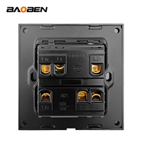 BAOBEN Interrupteur mural et prise multifonctionnels en verre trempé gris 13A Norme britannique, européenne et américaine USB Type-C