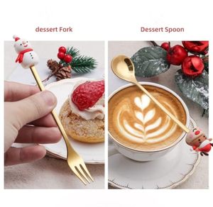 <b>Christmas</b> Flatware Set 4 Pieces Brass Spoon Fork With Santa <b>Tree</b> Design In Gift Box For Holiday <b>Table</b> Decor - Product Image 6