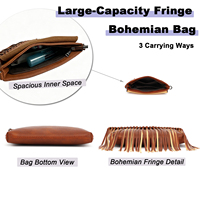 Sac bandoulière à franges de style occidental pour femmes, sac à main vintage en similicuir gaufré, personnalisation légère OEM ODM disponible