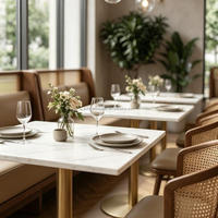 Ensemble de tables et banquettes modernes en cuir rembourré pour restaurants commerciaux, chaises de salle à manger en bois pour hôtels (vente en gros)