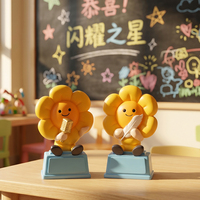 Trophée Figurine Tournesol en Polyrésine Faite à la Main en Gros, Trophée de Récompense Personnalisable Mignon de Dessin Animé pour Cadeau de Motivation Étudiant