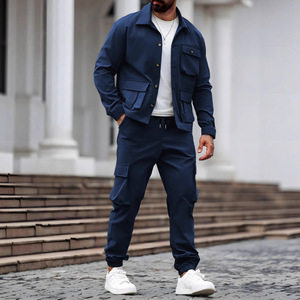 Printemps automne hommes casual sport set deux pièces plusieurs poches casual wear tous les jours - Product Image 3