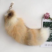 Porte-clés de luxe en vraie fourrure de renard, grand breloque de sac en fourrure moelleuse, vente en gros